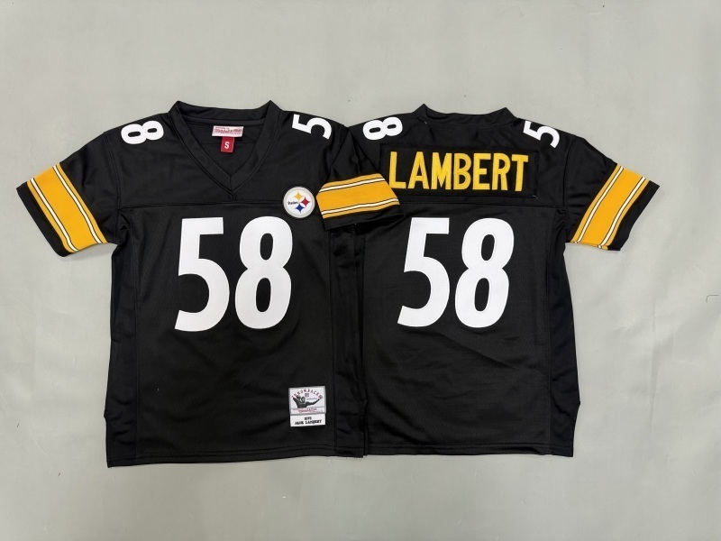 Youth Pittsburgh Steelers #58 Lambert Black Throwback Limited Nike NFL Jersey 01